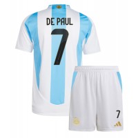 Dječji Nogometni Dres Argentina Rodrigo De Paul #7 Domaci Copa America 2024 Kratak Rukav (+ Kratke hlače)